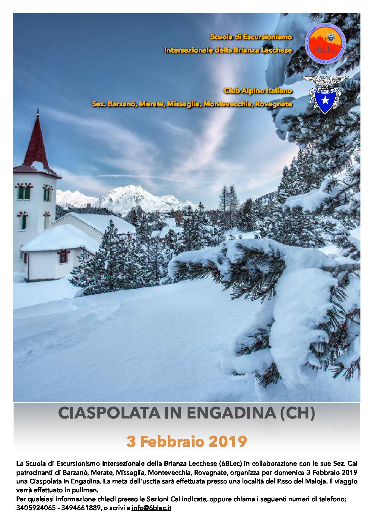 Locandina 6BLec Ciaspolata in Engadina 2019