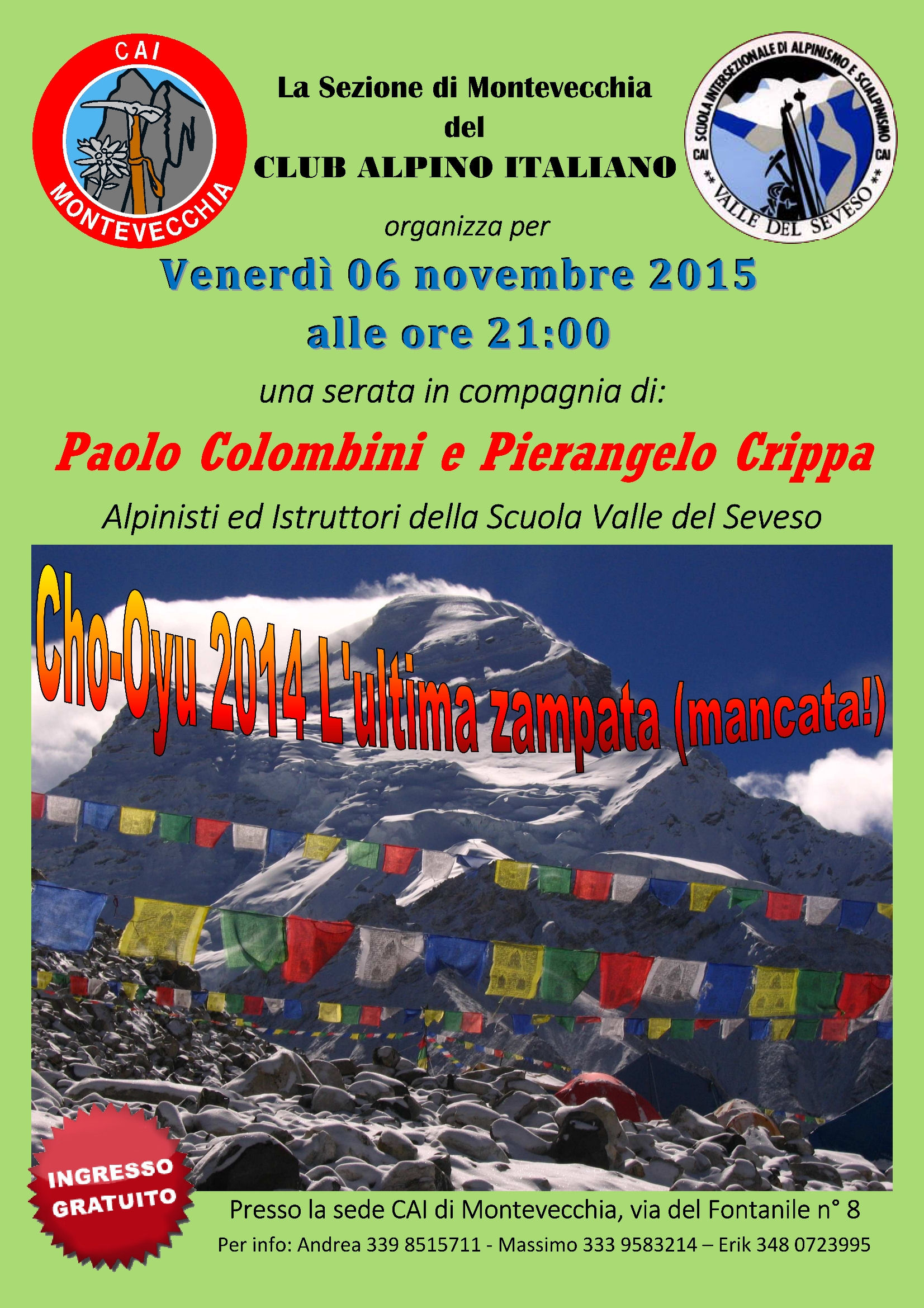 Locandina serata Cho Oyu