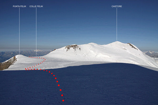 Lyskamm - panorama verso il Colle del Felik