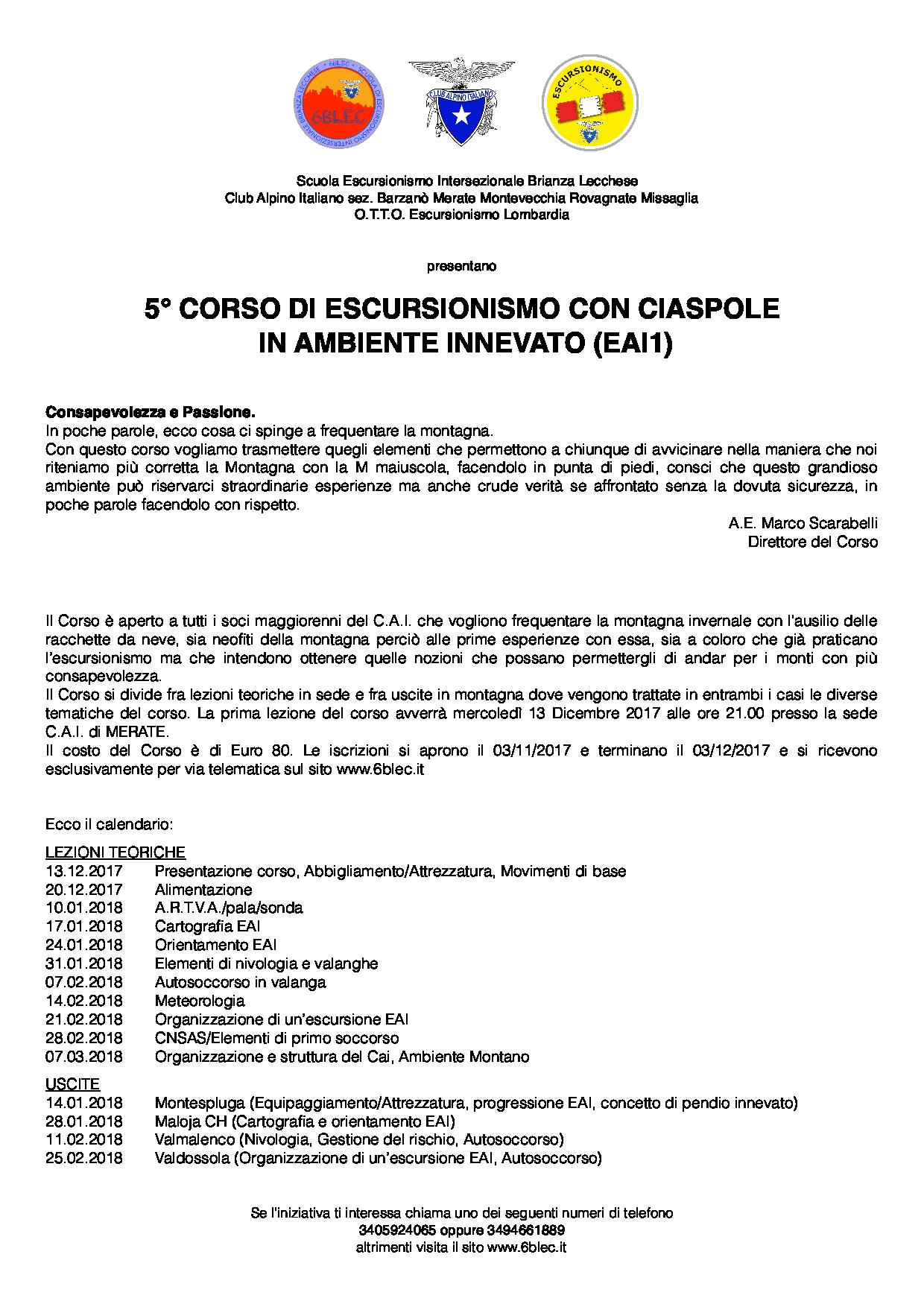 Corso Escursionismo Ambiente Innevato 2018