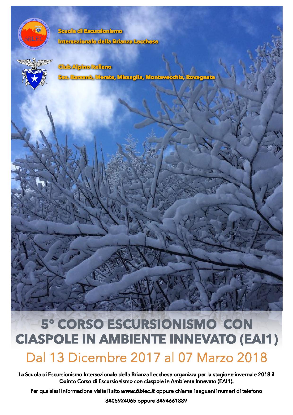 Locandina 6BLec Corso Escursionismo Ambiente Innevato 2018