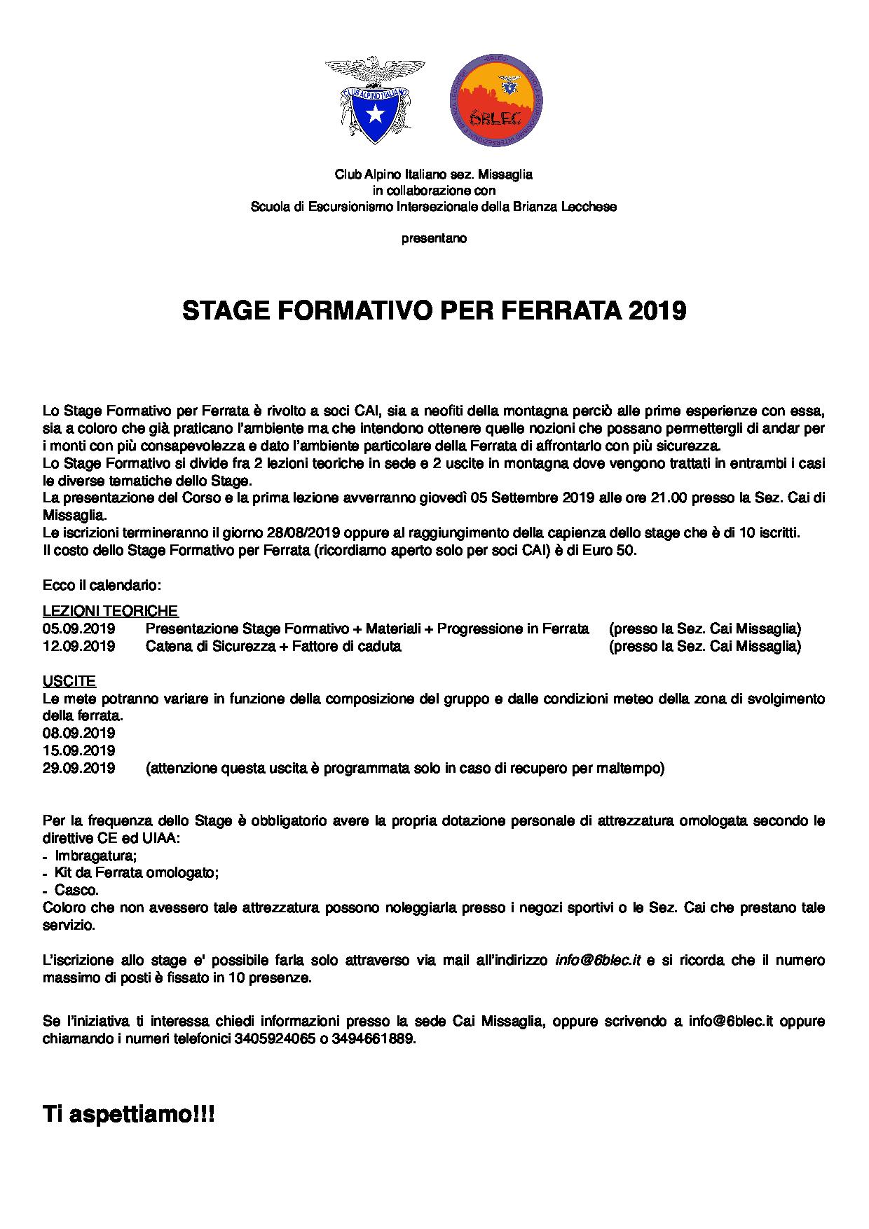 Stage Ferrata 2019