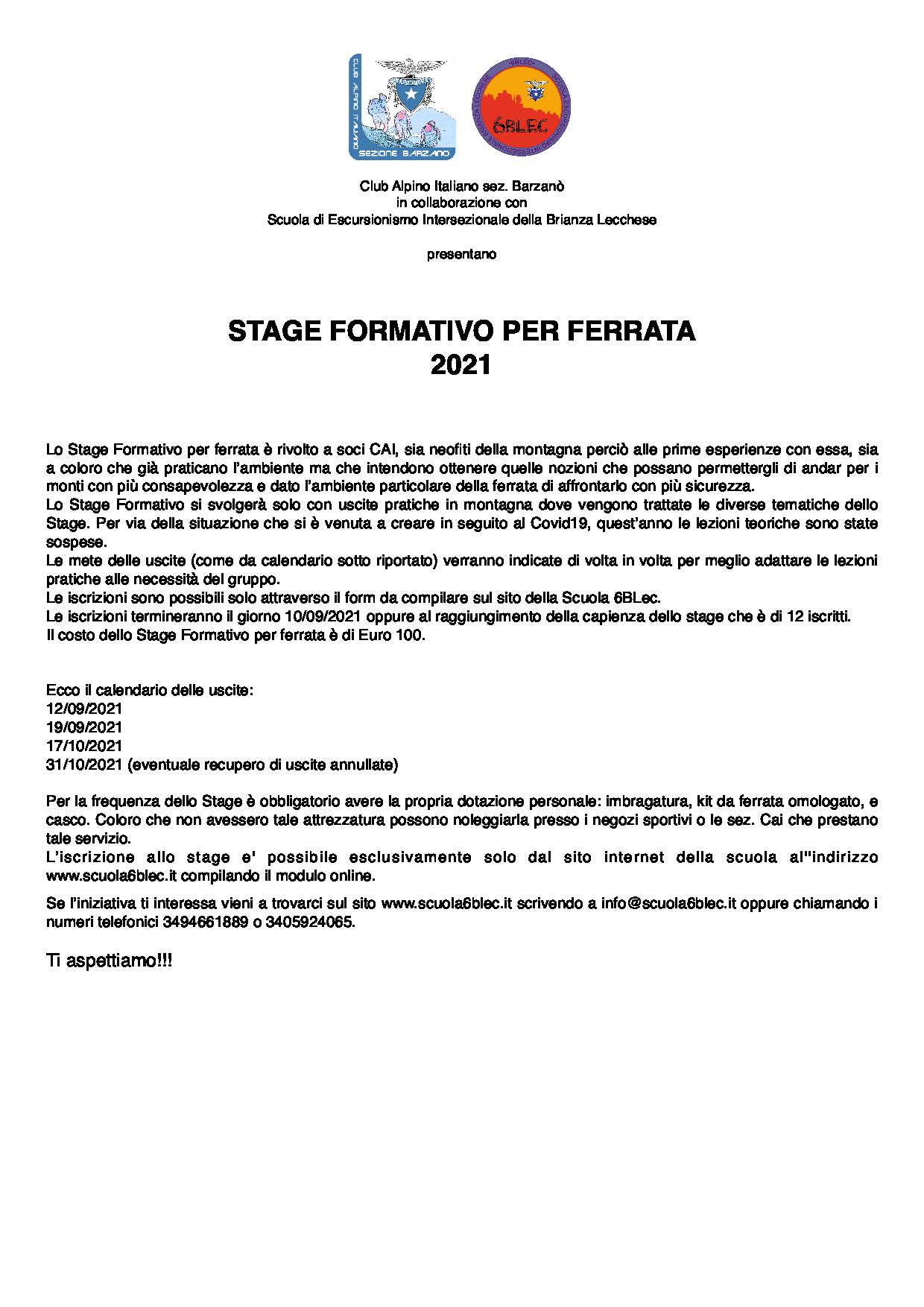 Stage Ferrata 2021